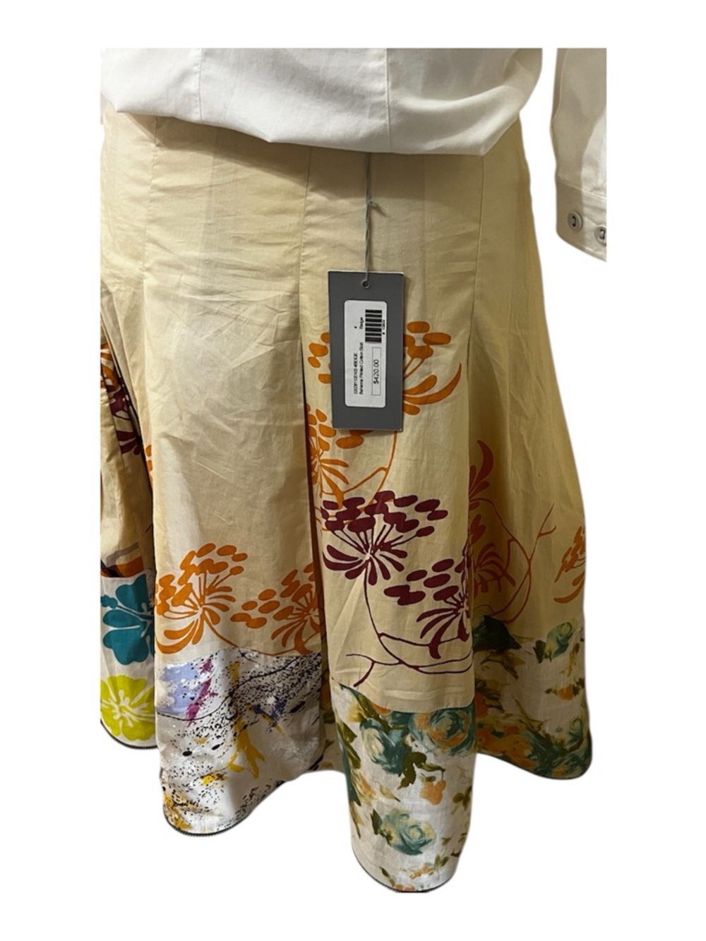 NWT SILVIA TCHERASSI Cotton Floral Skirt-Designer Midi Hem Zipper